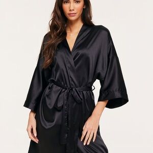 Victoria Secret Elegant Black Satin Robe